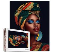 Native America Afro Girl 1000 Piece Jigsaw Puzzles for Adult Black Woman Painting Jigsaw Puzzle Graffitic Fashion Lady 1000 Pieces Puzzles Game Scandinavia Wall Decor DIY Craft Puzzle Art(Colorful)
