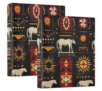 Native America Buffalo Sun Symbols Red Black 1.5 in Binders 3 Ringing with Pocket Cover 1/2 Pack Office Binder Hardcover