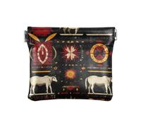 Native America Buffalo Sun Symbols Red Black Fashion PU Leather Small Coin Waterproof Pocket Purse Makeup Bag for Men Women Travel monedero para Hombre