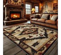 Native American Area Rug 180x300cm Southwestern Beige/Brown Tribal Rustic | Large Traditional Southwestern Diamond Pattern Floor Mat, Non-Slip Soft Vintage Bedroom Carpet for Living Room