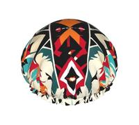 Native American Bald eagle Pattern Print Double Layers Shower Cap Bathing Shower Caps Ladies Men Shower Caps Salon Home Use