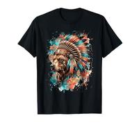 Native American Bear Indian Chief Feather Headdress T-Shirt