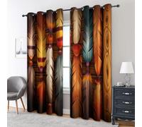 Native American Blackout Curtains Bedroom 90x90, Southwest Tribal Curtains for Home Decor, Living Room, Thermal Eyelet Patterned Window Drapes, 90 Inch Drop 2 Panels FE111