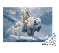 Native American Buffalo Spirit Jigsaw Puzzles Puzzles for Adults Kids. 1000 Pieces Impossible Challenge Toy Educational Games Home Decoration for Educational Games Gifts 52x38cm/1000pcs