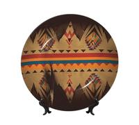 Native American Ceramic Decorative Plates Bone China Decorative Plate With Display Stand Handmade Ceramic Ornament Personality Porcelain Dinner Plate Crafts For Home Office Wall Decoration 20cm