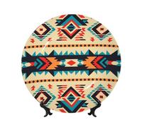 Native American Ceramic Decorative Plates Bone China Decorative Plate With Display Stand Handmade Ceramic Ornament Personality Porcelain Dinner Plate Crafts For Home Office Wall Decoration 15cm