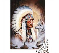 Native American Chief 1000 Pc Eco-friendly Paper Jigsaw Puzzle Kids Beginners Fun Game Beautiful Decoration 52x38cm/1000pcs