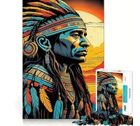 Native American Chief 1000 Piece Jigsaw Puzzles for Adults Teenagers Brain Play Peaceful Fun Sharp Edge Memorable Gift (38x26cm)