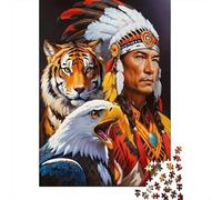 Native American Chief 1000 Piece Thick Cardboard Classic Jigsaw Puzzle Adults Educational Challenge Beautiful Decoration Value Pack 70x50cm/1000pcs