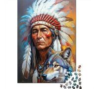 Native American Chief 1000 Piece Thick Cardboard Diy Jigsaw Puzzle Kids Beginners Fun Challenging Game Stress Relief Gift Idea 70x50cm/1000pcs