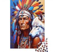 Native American Chief 1000 Pieces Eco-friendly Paper Premium Jigsaw Puzzle Kids Beginners Fun Educational Game Gifts 70x50cm/1000pcs