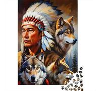 Native American Chief 1000 Pieces Premium Cardstock Jigsaw Puzzle Senior Jigsaw Enthusiasts Hard Challenge Wall Decor Value Pack 70x50cm/1000pcs
