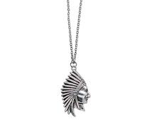 Native American Chief Apache Necklace War Bonnet Tribe Indian Chain Indigenous Jewellery Gift Silver Warrior Headdress Clan Tribal Feather Fetahered