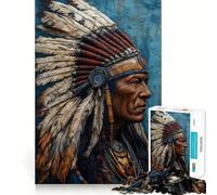 Native American Chief Bust 1000 Piece Jigsaw Puzzle for Teenagers Wise Think Toy Easy Leisure Tight Cut Amazing Present (38x26cm)