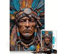Native American Chief Bust 1000 Pieces Jigsaw Puzzles for Adults Clear Logic Toy Relaxing Fun Perfect Cut Elegant Gift (50x75cm)