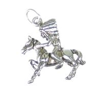 Native American Chief on horseback sterling silver charm .925 x1 Indian