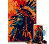 Native American Chief Pop Art Portrait Jigsaw Puzzles for Adults 1000 Pieces Mind Skill Toy Slow Enjoy Design Assembly Lovely Gift (38x52cm)