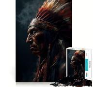 Native American Chief Portrait 1000 Piece Jigsaw Puzzles for Adults Jigsaw Brain Play Relax Mind Sharp Edge Premium Gift (50x75cm)