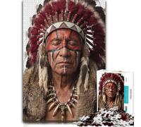 Native American Chief Portrait-2 Jigsaw Puzzle for Adults, 500 Pieces | Adult Jigsaw Puzzle: clear image areas for detailed puzzle work at your own pace.