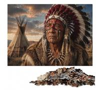 Native American Chief Portrait Adult Puzzle, Wooden Jigsaw, 500 Pieces