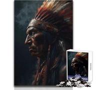 Native American Chief Portrait Adults 1000 Pieces Puzzle Strategic Thinking Learning Game Ideal Meaningful Gift for Any Event Size 38x26cm