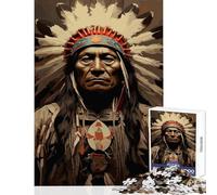 Native American Chief Portrait for Adults 1000 Piece Puzzle Train Logical Thinking And Problem-solving Relaxing Stress Free Enjoyment (50x75cm)