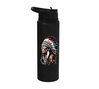 Native American Chief Portrait - Indigenous Heritage Stainless Steel Insulated Water Bottle