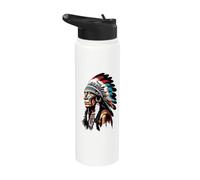 Native American Chief Portrait - Indigenous Heritage Stainless Steel Insulated Water Bottle