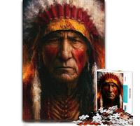 Native American Chief Portrait Wooden Puzzle 500 Pieces | Jigsaw Puzzle: visual matching for a more organised build on quiet evenings.