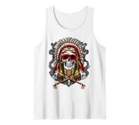 Native American Chief Skull Indian Warrior Headdress Tank Top