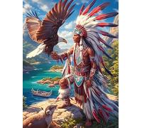 Native American Chief with An Eagle 1000 Pcs Jigsaw Puzzle Bundle Wildlife Plant Family Puzzle Lovers Fun Family Game Mindful Activity Spring Cardboard 1000 PCS
