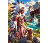 Native American Chief with An Eagle 1000 Piece Complete Jigsaw Puzzle Set Wildlife Plant Teens Beginners Educational Challenge Puzzle Fans Group Play Anniversary Creativity & Gift Giving 1000 PCS