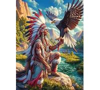 Native American Chief with An Eagle 1000 Piece Count Jigsaw Puzzle Set Wildlife Plant For Adults Teens 14+ Concentration Training Indoor Game Family Game Night Rigid Cardboard 1000 PCS