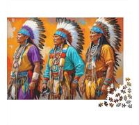 Native American Chiefs Jigsaw Puzzles 1000 Pieces Using Premium Cardboard Centenary Jigsaws for Cognitive Stimulation in Team Building Games 70x50cm/1000pcs