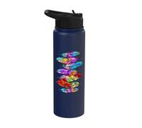 Native American Colorful Feathers Indigenous Tribal Art Stainless Steel Insulated Water Bottle