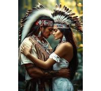 Native American Couple Jigsaw Puzzles for Adults 1000 Pieces, Amazon Rainforest Handsome Warrior Jigsaw Puzzle Art for Challenging Family Activity Game Colorful DIY Crafts Puzzle 19.69x27.56in