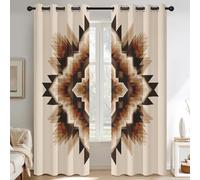 Native American Curtains 54 Drop 2 Panels Set, Southwest Navajo Aztec Blackout Curtains for Bedroom Living Room, Thermal Eyelet Window Drapes, Home Decor W52 X L54 Inch X&-156