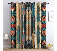 Native American Curtains for Bedroom Living Room - Aztec Tribal Southwestern Blackout Curtains 46 x 90 Inch (Width x Drop), Thermal Insulated Eyelet Curtains & Drapes, Window Treatments T-&15