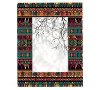 Native American Decorative Pattern 8x10 Picture Frame Solid Wood High Definition Acrylic Photo Frame Fits to 8x10 inch Photos, Wall Mounting Picture Frames for Tabletop or Wall Display Home Decor