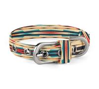 Native American Dog Collar Adjustable Pet Collar Stainless Steel D-Ring Collar Oxford Cloth Cat Collar Strap with Metal Buckle for Small Medium Dog