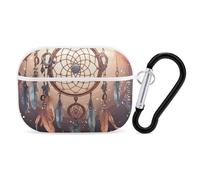 Native American Dream Catcher Airpod Pro Case Cover Wireless Earbuds Case Protective Cover with Keychain Compatible with AirPods 1st & 2nd Generation Full Protective, Front LED Visible White