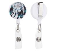 Native American Dream Catcher Badge Reel, Rotatable & Retractable Name Badge Holder Reel with Metal Clip, Nylon Cord ID Holder for Teacher, Nurse, Office Worker