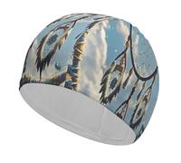 Native American Dream Catcher Bathing Cap High Elasticity Swimming Caps Fit Both Long Hair Short Hair Comfortable Large Shower Cap for Drag Reduction and Hair Protection