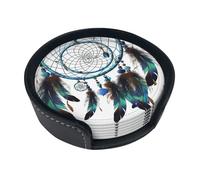 Native American Dream Catcher Coasters For Drinks Set Of 6 Leather Tea Cup Coaster Drink Coasters For Cup Kitchen Bar Home Decor Housewarming Gift