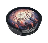 Native American Dream Catcher Coasters For Drinks Set Of 6 Leather Tea Cup Coaster Drink Coasters For Cup Kitchen Bar Home Decor Housewarming Gift