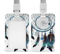 Native American Dream Catcher Id Badge Holder with Lanyard, Clear Vertical Card Protector Waterproof, Breakaway Safety Neck Strap, Heavy Duty Name Tag Holder for Nurse Teacher Officer Staff Women Men