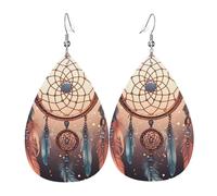 Native American Dream Catcher Leather Earrings Dangle Drop for Women Lightweight Teardrop Earrings Pendant Christmas Birthday Gift Fashion Jewelry Outfits Accessories
