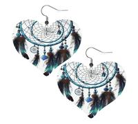 Native American Dream Catcher Leather Earrings for Women Heart Earring Lightweight Dangle Drop Earring Set Jewelry Gift