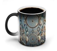 Native American Dream Catcher Magic Color Changing Mug 11 Oz Reveals Surprise Design with Hot Coffee Heat Sensitive Black Ceramic Cup Fun Novelty Gift for Christmas Birthday Office for Men Women
