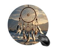 Native American Dream Catcher Mouse Pad, 7.8 Inch Portable Round Mouse Mat with Non-Slip Rubber Base & Smooth Surface, Waterproof Mousepad for Gaming Office & Home
